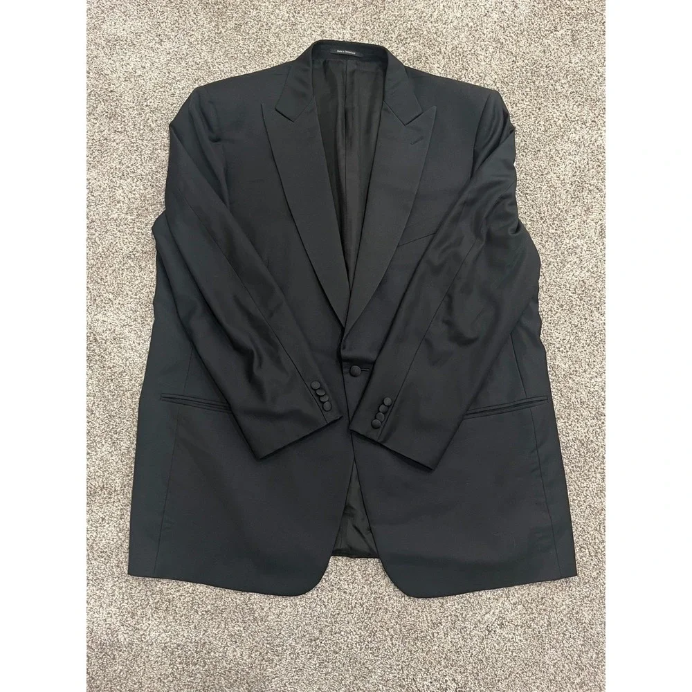 Ermenegildo Zegna Mens Black 100% Wool Tuxedo Blazer Jacket Fit Rom‎ 60L US 50L